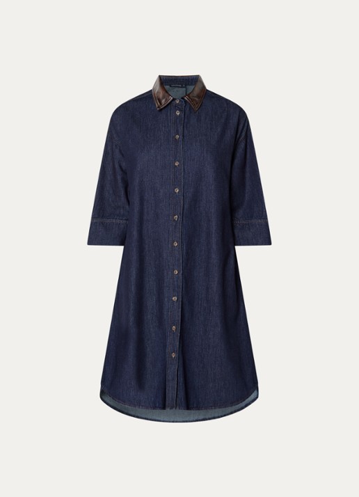 River Woods Midi jurk van denim - voorkant 3 indigo