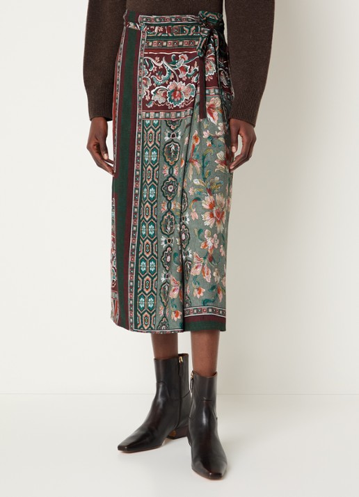 River Woods Midi rok met bloemenprint - detail 4 donkergroen