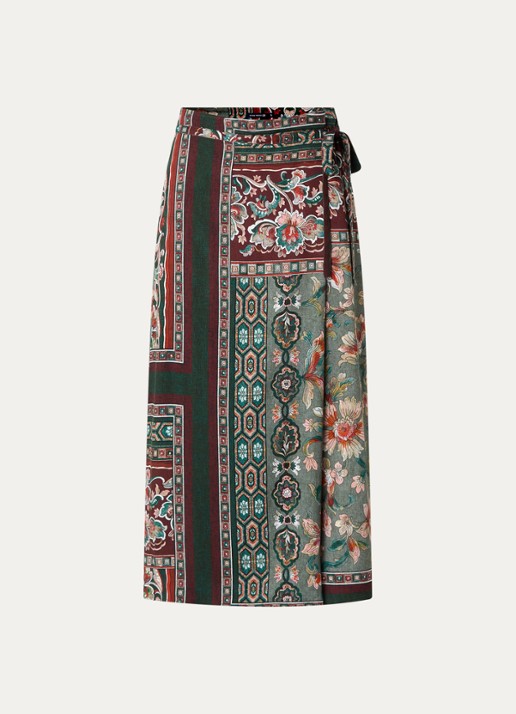 River Woods Midi rok met bloemenprint - voorkant 2 donkergroen