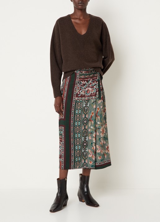 River Woods Midi rok met bloemenprint - voorkant 3 donkergroen
