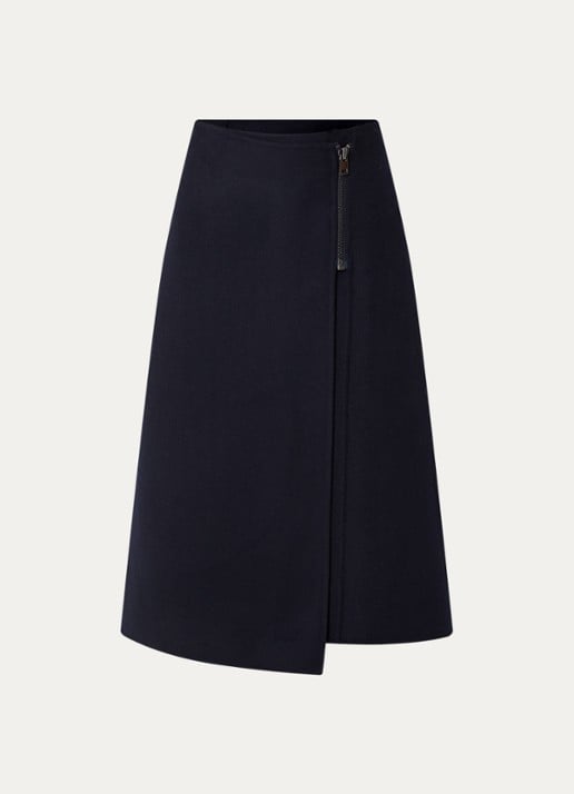 River Woods Midi rok met split - voorkant 2 donkerblauw