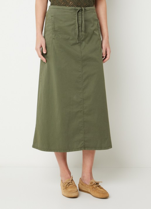 River Woods Midi rok met steekzakken