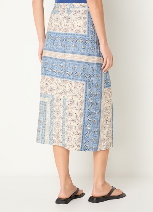 River Woods Midi wikkelrok met print - achterkant blauw