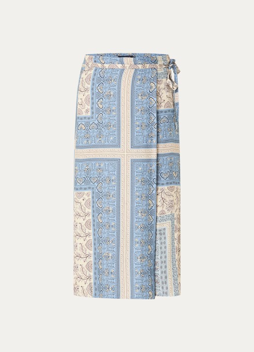 River Woods Midi wikkelrok met print - voorkant 2 blauw