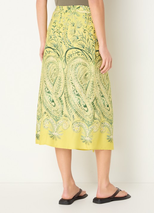 River Woods Midi wikkelrok met print - achterkant geel