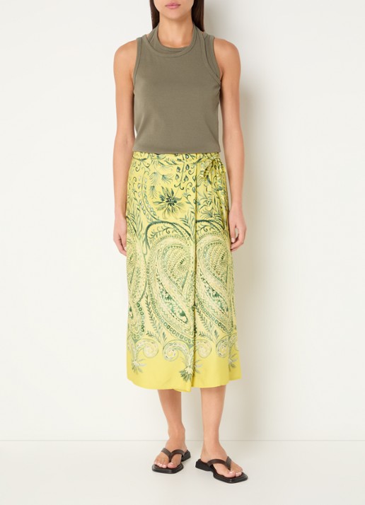 River Woods Midi wikkelrok met print - voorkant 3 geel