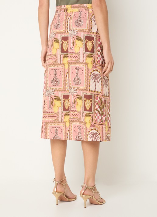 River Woods Midi wikkelrok met print - achterkant 3 roze
