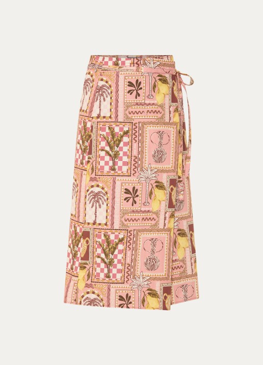 River Woods Midi wikkelrok met print - voorkant roze