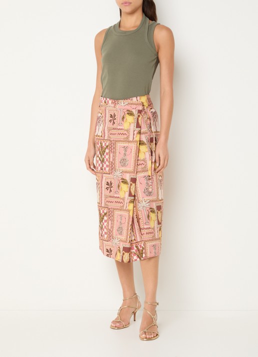 River Woods Midi wikkelrok met print - voorkant 2 roze