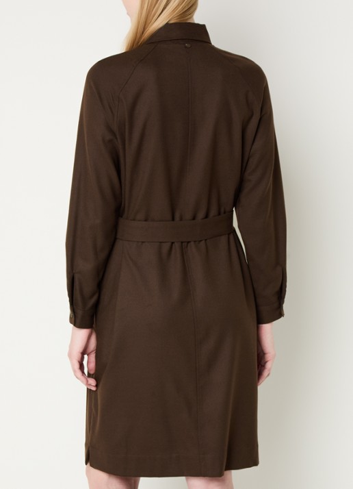River Woods Mini blousejurk met borstzak en strikceintuur - achterkant 4 chocoladebruin