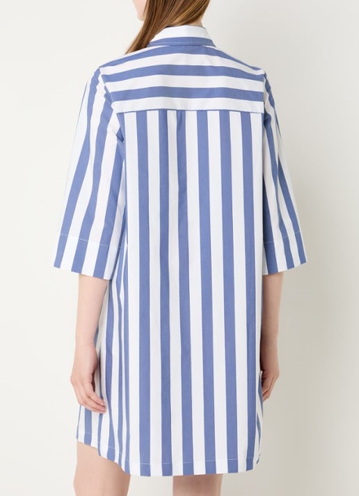 River Woods Mini blousejurk met streepprint - achterkant 2 staalblauw