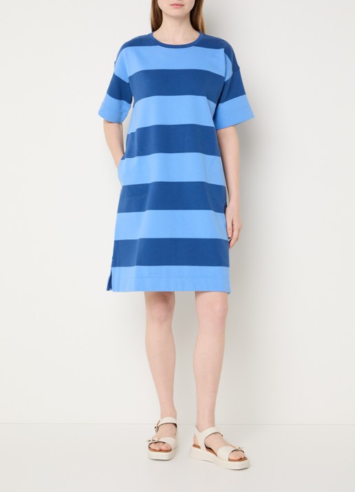 River Woods Mini jurk van sweatstof met streepprint - voorkant 2 blauw