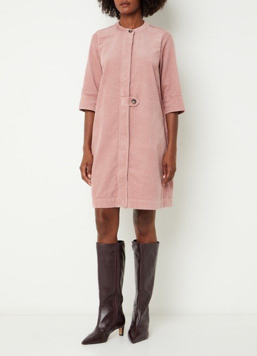 River Woods Mini tuniekjurk van corduroy - voorkant 4 oudroze