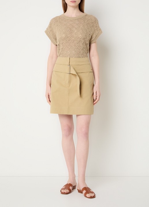 River Woods Minirok met ceintuur - voorkant 2 khaki
