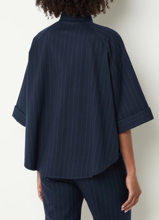 River Woods Oversized blouse met krijtstreep - achterkant donkerblauw