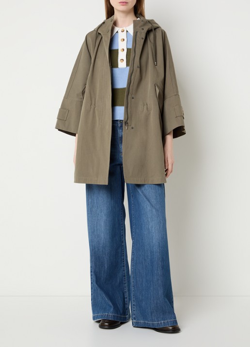 River Woods Oversized parka met capuchon - voorkant 4 mosgroen