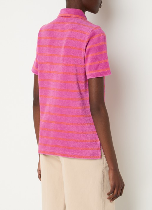 River Woods Polo van badstof met streepprint - achterkant fuchsia