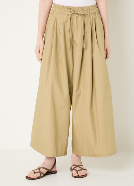 River Woods Poplin mid waist wide fit palazzo broek met steekzakken