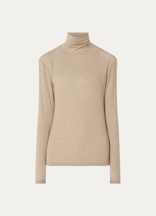 River Woods Pullover in wolblend met col - voorkant 2 beige