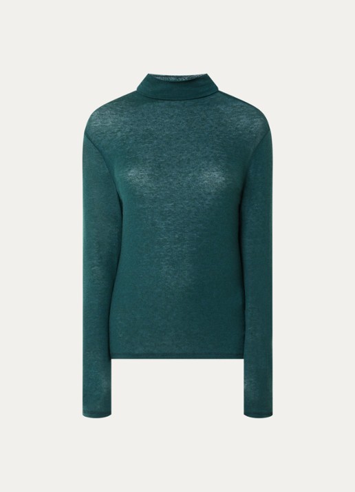 River Woods Pullover in wolblend met col - voorkant 2 donkergroen