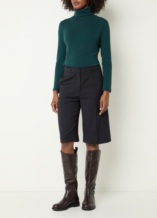 River Woods Pullover in wolblend met col - voorkant 3 donkergroen