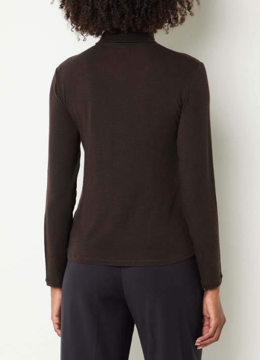 River Woods Pullover in wolblend met col - achterkant 4 chocoladebruin