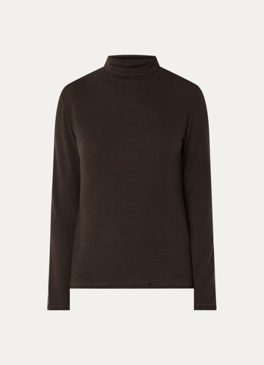 River Woods Pullover in wolblend met col - voorkant 2 chocoladebruin