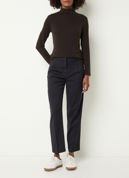 River Woods Pullover in wolblend met col - voorkant 3 chocoladebruin