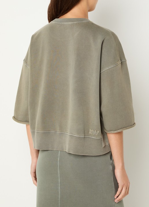 River Woods Sweater met opgestikte zak - achterkant olijfgroen