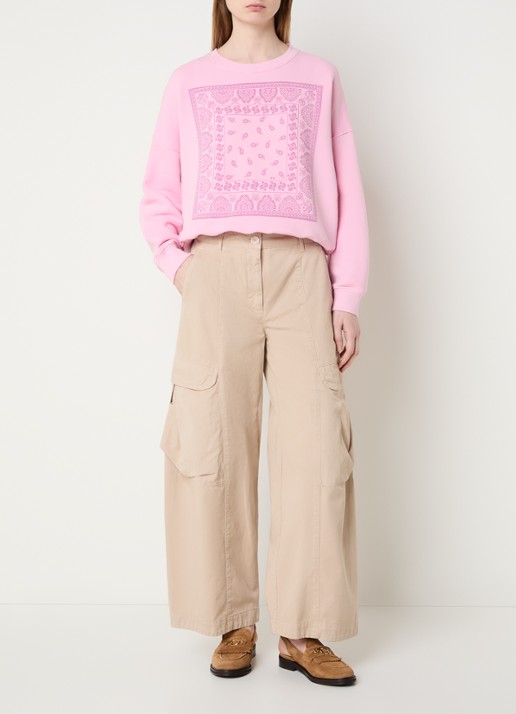 River Woods Sweater met paisley dessin - voorkant 4 roze