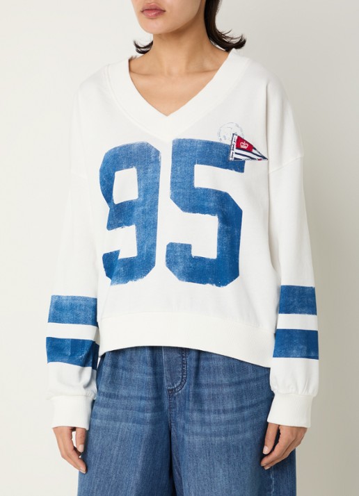 River Woods Sweater met print en V-hals