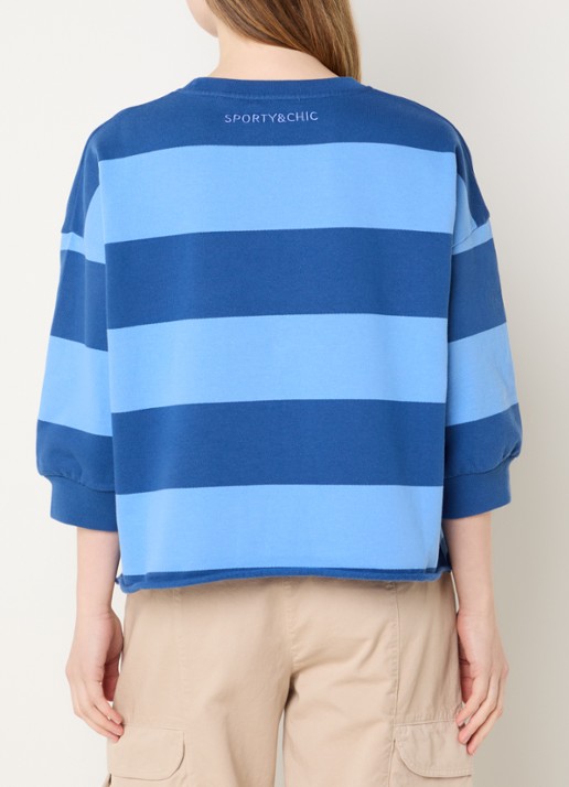 River Woods Sweater met streepprint - achterkant 3 blauw