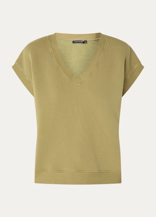 River Woods Sweater met V-hals  - voorkant olijfgroen