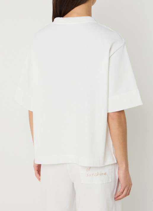 River Woods T-shirt met detail van fleece  - achterkant wit