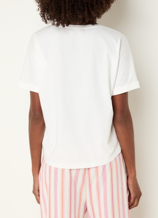 River Woods T-shirt met print en V-hals  - achterkant wit