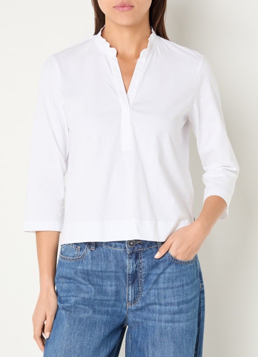 River Woods Top met V-hals - detail 3 wit