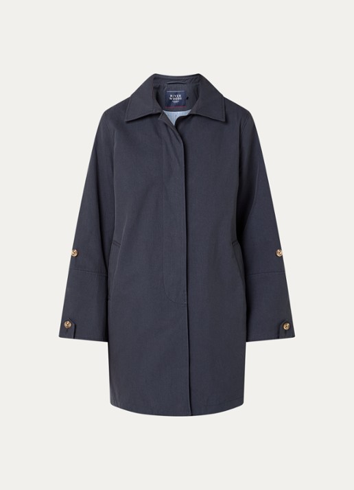 River Woods Trenchcoat met steekzakken - voorkant blauw