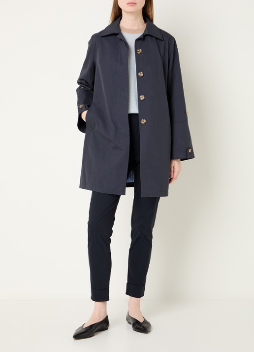 River Woods Trenchcoat met steekzakken - voorkant 2 blauw