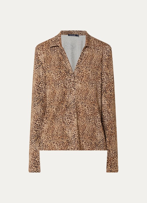 River Woods Tuniek met panterprint - voorkant 3 camel