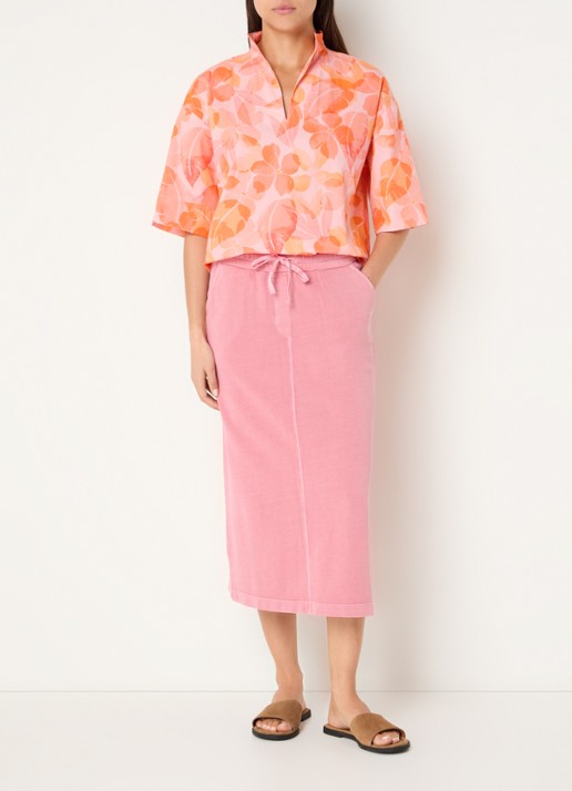 River Woods Tuniek met V-hals en bloemenprint - voorkant 4 lichtroze