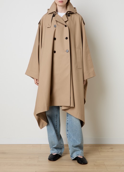 Róhe Asymmetrische trenchcoat met capuchon en steekzakken