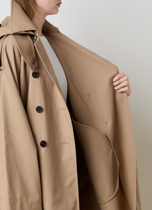 Róhe Asymmetrische trenchcoat met capuchon en steekzakken - detail 3 beige