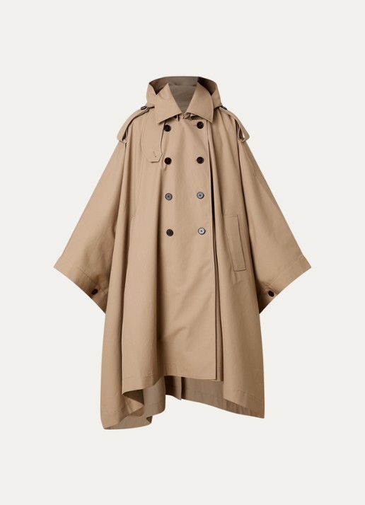 Róhe Asymmetrische trenchcoat met capuchon en steekzakken - voorkant 4 beige