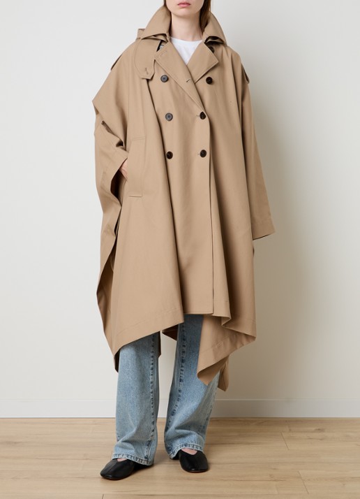 Róhe Asymmetrische trenchcoat met capuchon en steekzakken - voorkant 5 beige