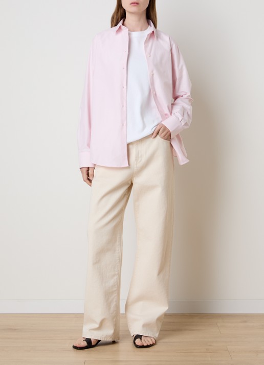 Róhe Blouse met kraag - voorkant 5 lichtroze