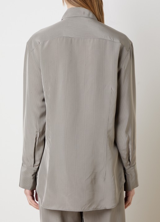 Róhe Blouse van satijn met streepprint - achterkant lichtgrijs