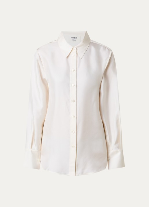 Róhe Blouse van zijde - voorkant gebroken wit