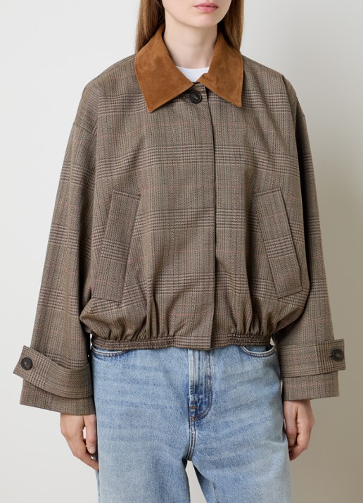 Róhe Blouson jack van scheerwol met paspelzakken en details van kalfssuède - detail 3 bruin