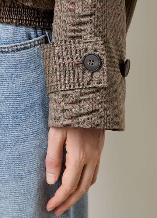 Róhe Blouson jack van scheerwol met paspelzakken en details van kalfssuède - detail 4 bruin