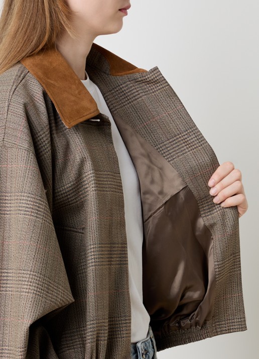 Róhe Blouson jack van scheerwol met paspelzakken en details van kalfssuède - detail 5 bruin